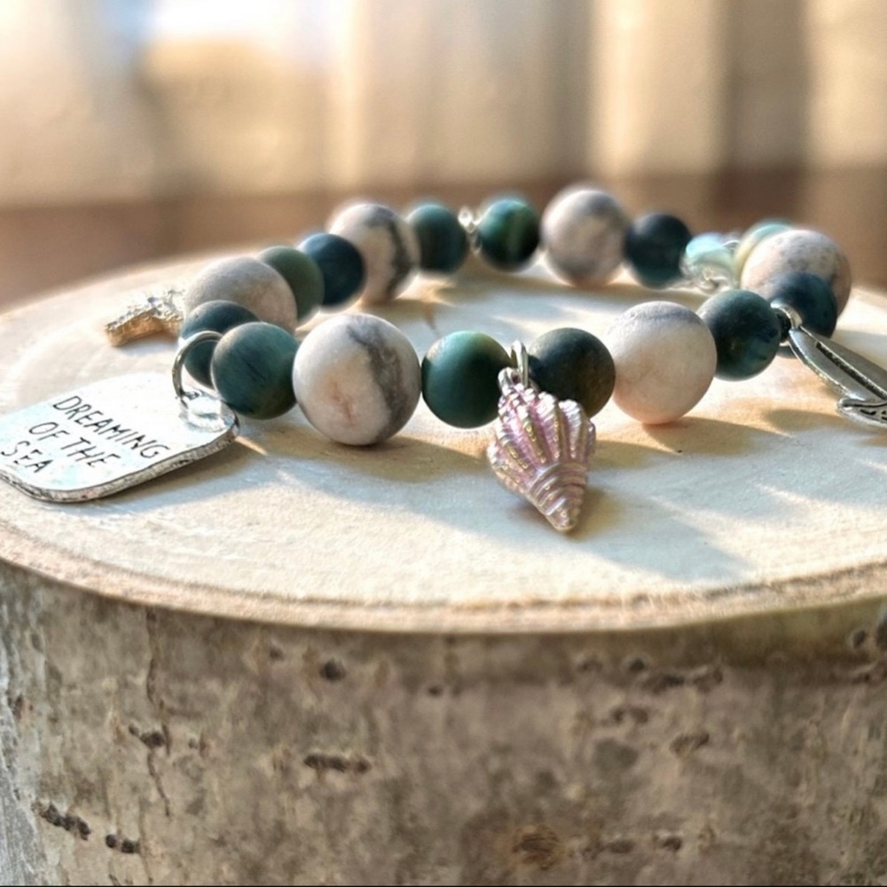 Handmade Nautical Natural Stone Charm Bracelet! “Dreaming of the Sea” NW… - Picture 4 of 5